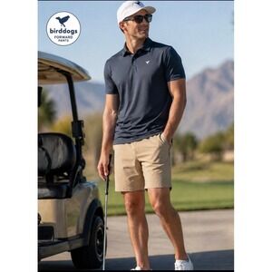 Birddogs Khaki Golf Shorts Mens large Lined Elastic Waist Stretch Performance